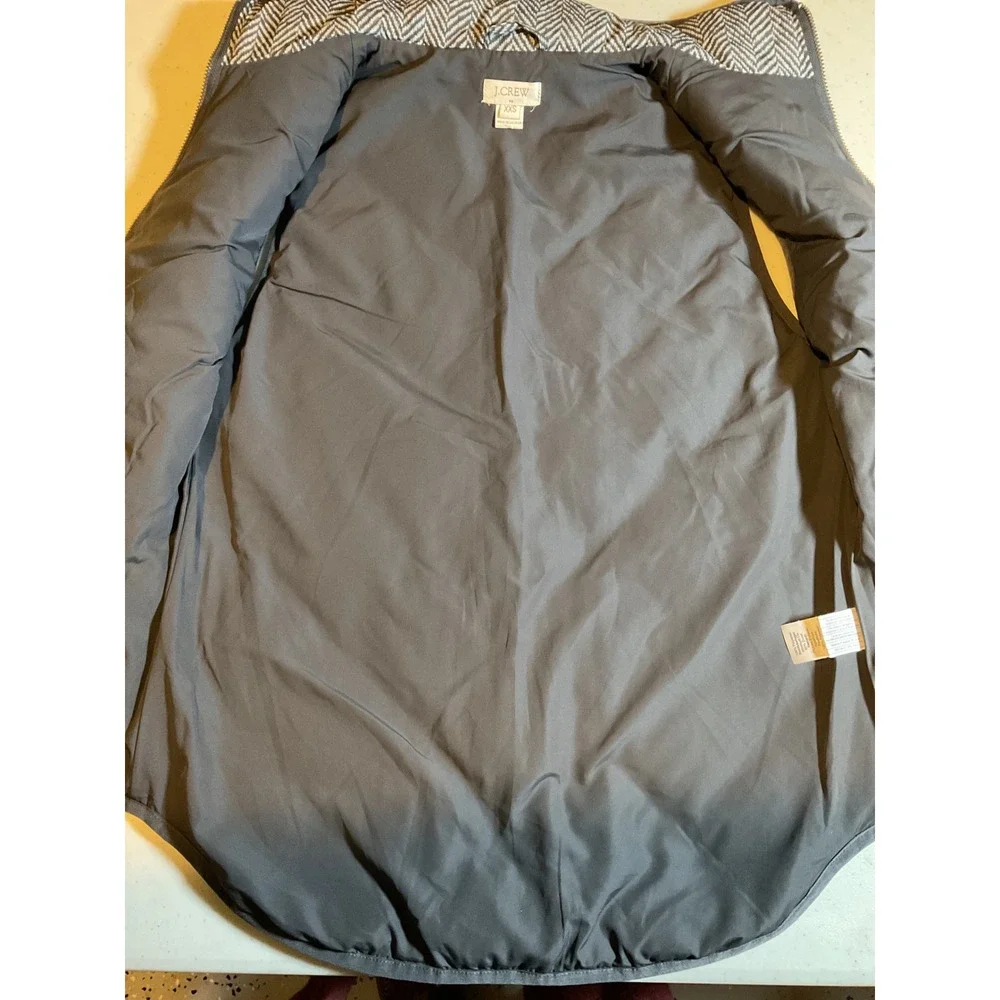 J Crew Quilted Herringbone Vest Zip Front Pockets Women's XXS‎ Gray White